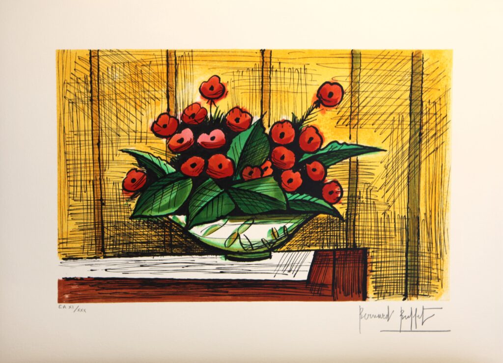 Post90 Primevères Dans Une Coupe, Lithographie Originale, EA XI XXX