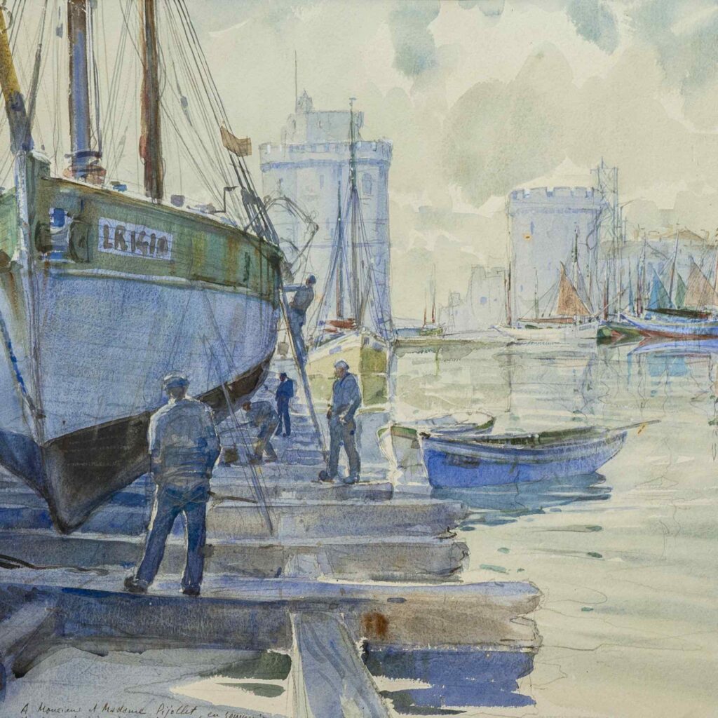 Marin Marie port de la Rochelle aquarelle